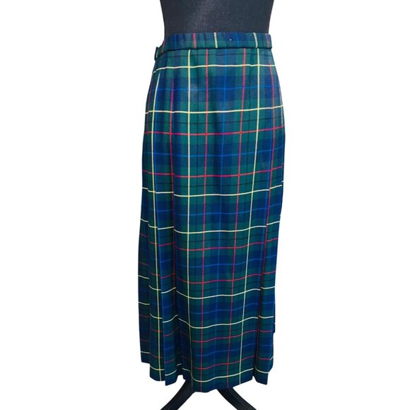 Pendleton Signature Tartan 100% Virgin Wool Pleated Plaid Midi Skirt Sustainable - Picture 2 of 10